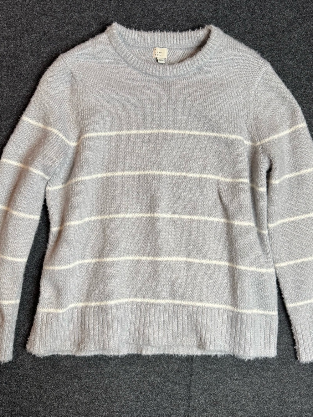 New large women’s  A new day Light Gray Striped Crewneck Sweater